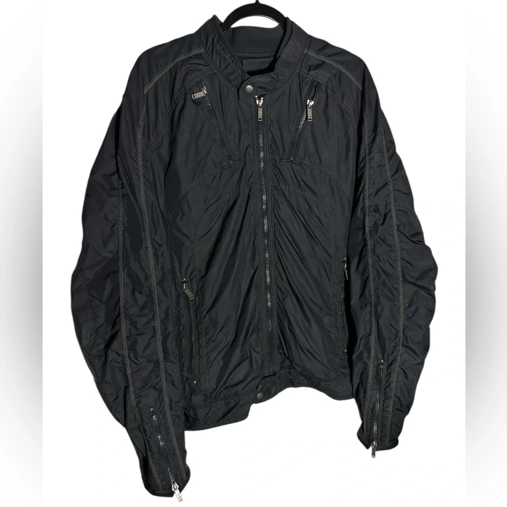 Diesel Jurlo Biker Jacket Mens XXL Black Full Zip Nylon Motorcycle Streetwear - Picture 1 of 16